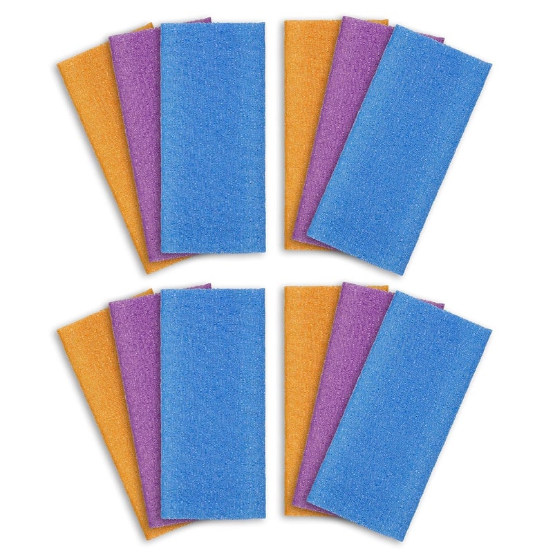 ARCH&M Exfoliating Washcloth 12 Pack Back Scrubber for Shower Towel Body Scrubber Microabrasion Sponge Japanese Bath Wash Korean Exfoliating Beauty Wash Cloth Loofah Scrubber OPNB - Image 1