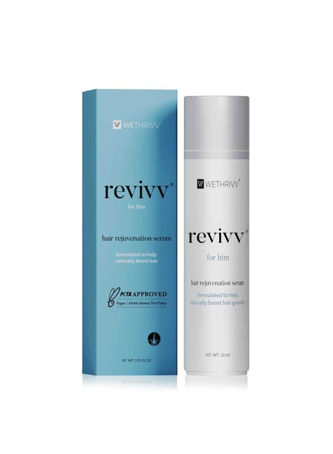 WETHRIVV REVIVV Hair Growth Serum for Men, Starter 1-Pack, 100% Natural Topical Solution for Visibly Thicker, Fuller Hair Regrowth, Dermatologist Recommended, One 1oz Bottle, 45-Day Supply - Image 1
