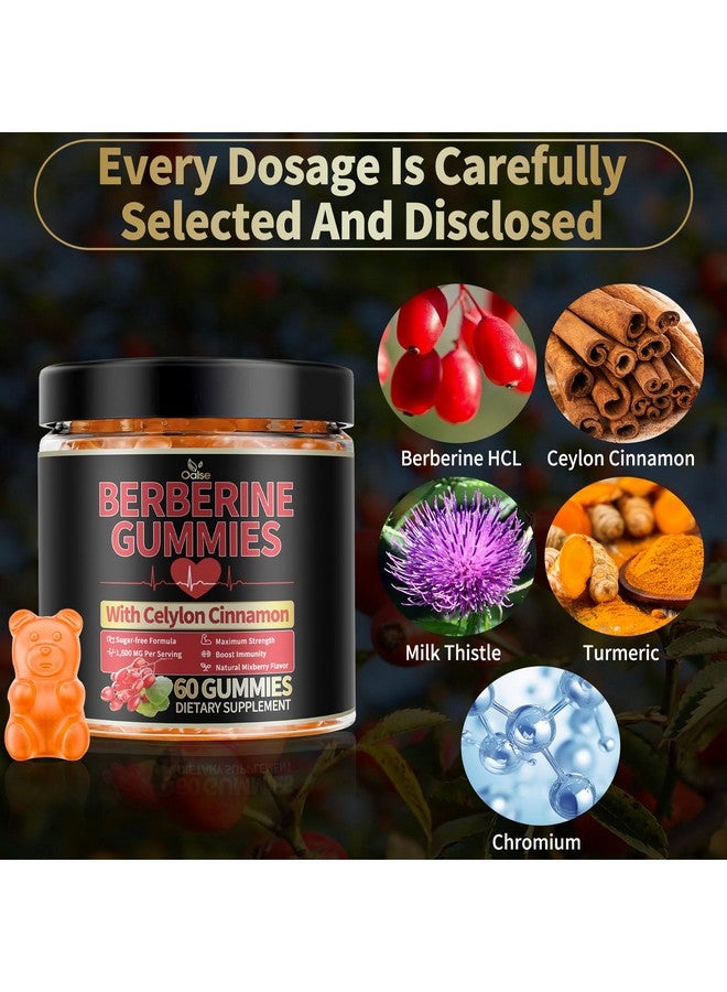 OALSE Berberine GLP-1 Gummies with Berberine HCI, Milk Thistle, Ceylon Cinnamon, PlusChro mium for Men & Women, Energy Boost, Body Support, Sugar Free (60 CT,1 Pack) - Image 5