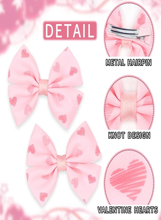 Doneace Valentines Bow Hair Clips Pink Heart Hair Clips Cute Bow Hair Barrettes Love Heart Hairpin Ribbon Alligator Hairgrips Clips Valentine's Day Hair Accessories for Girls Women Toddlers 2PCS - Image 3