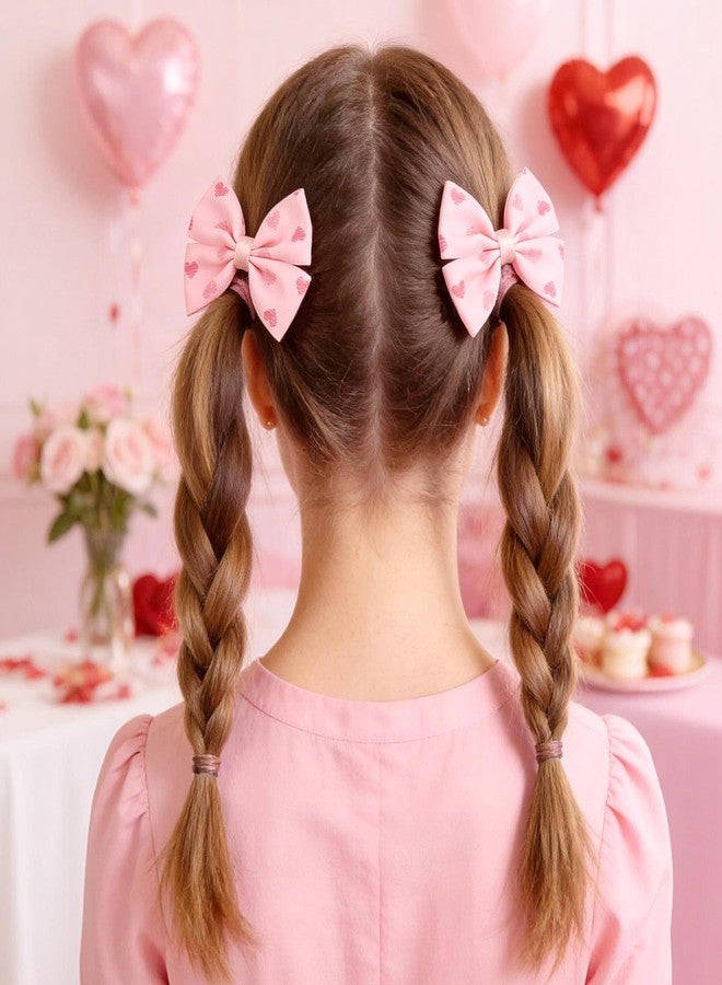 Doneace Valentines Bow Hair Clips Pink Heart Hair Clips Cute Bow Hair Barrettes Love Heart Hairpin Ribbon Alligator Hairgrips Clips Valentine's Day Hair Accessories for Girls Women Toddlers 2PCS - Image 5