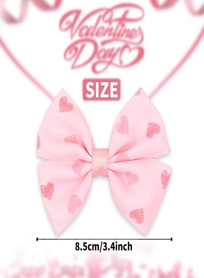 Doneace Valentines Bow Hair Clips Pink Heart Hair Clips Cute Bow Hair Barrettes Love Heart Hairpin Ribbon Alligator Hairgrips Clips Valentine's Day Hair Accessories for Girls Women Toddlers 2PCS - Image 2