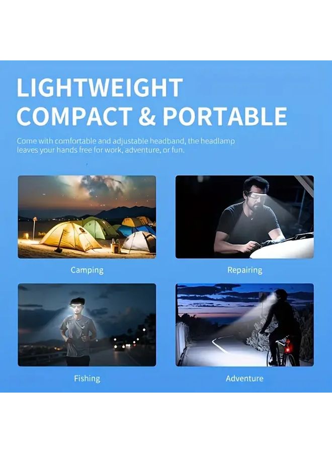 Yellow LED Headlamp High Brightness Rechargeable Headlight For Outdoor Cycling Running - Image 5