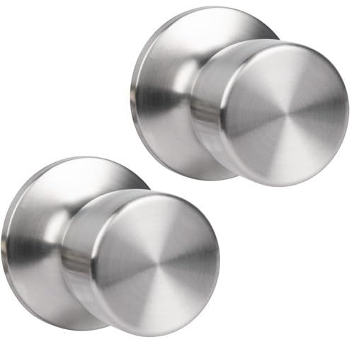HOSOM 2 Pack Dummy Door Knobs, Keyless Closet Door Knobs Satin Nickel Dummy Door Handle, Exterior/Interior Door Knob, Individual Non-Turning Dummy Door Knob Single Side - Image 1