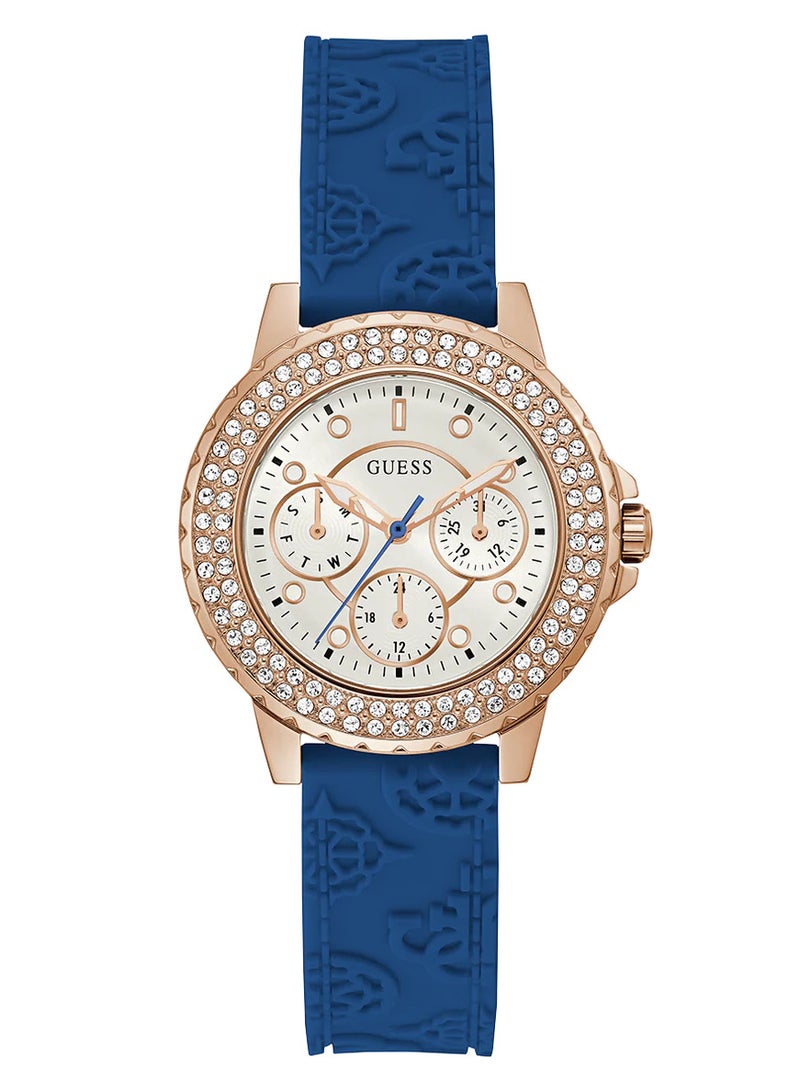 GUESS ساعة جيس النسائية بسوار سيليكون أزرق - GW0411L2 - Image 1