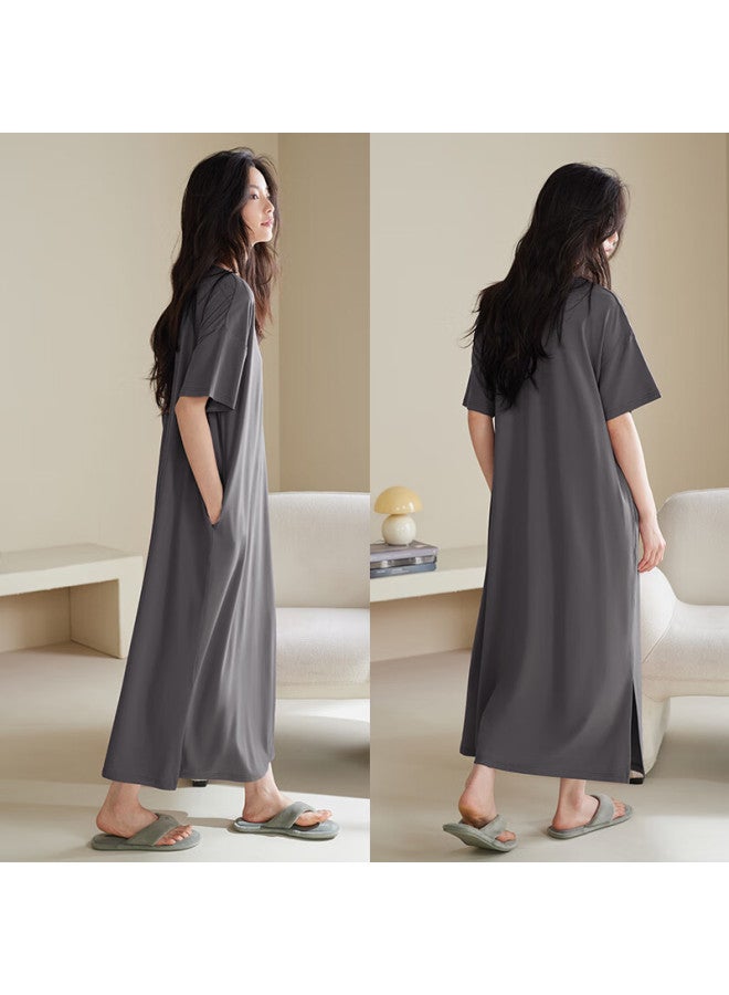 XULEN Xuanliang Women's Summer Modal Cotton Short Sleeve Long Nightgown Cool And Brightening Plus Size Dress - Image 2
