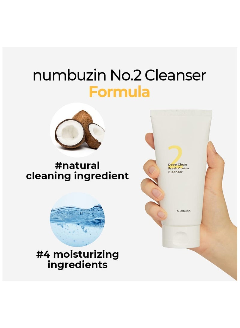 numbuzin numbuzin No.2 Deep Clean Fresh Cream Cleanser Face Wash, Rich Foam, Natural Cleansing Ingredients, Korean Skin Care for Face (120ml)  - Image 4