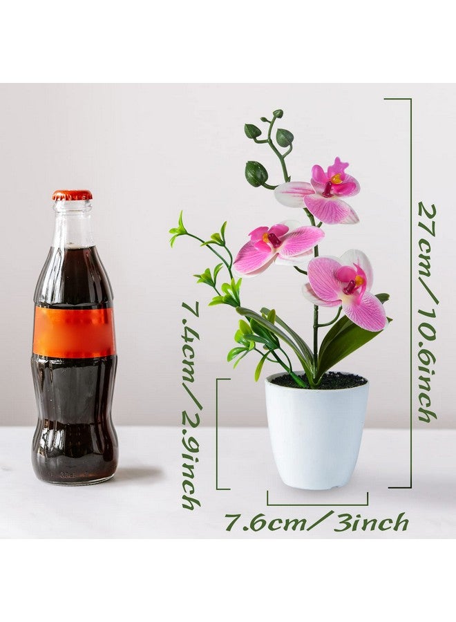 XONOR 4Pcs Artificial Orchid Flowers Mini Potted Orchid Flowers Fake Orchids With Plastic Vase For Home Office Wedding Table Centerpiece Decoration(White,Yellow,Pink,Light Pink) - Image 2