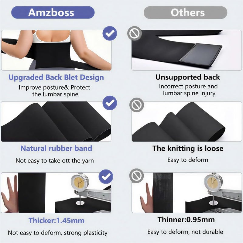 AMZBOSS Waist Trainer for Women Belly Fat, Bandage Wrap Corset Shapewear, Postpartum Belly Band, Tummy Control Waist Cincher, Long Torso Sweat Band, Black - Image 3