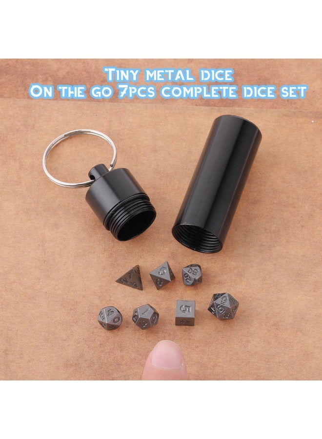 Grevosea 7 Pcs Mini Dice Set, Dnd Dice Metal Micro Miniature Dice With Edc Keychain Case Portable Role Playing Dice Perfect Accessories, Tools & Gifts For D&D Player Ttrpg Gamer Or Dungeon Master  - Image 4