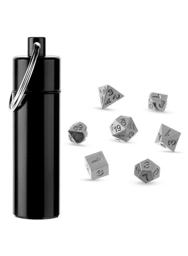 Grevosea 7 Pcs Mini Dice Set, Dnd Dice Metal Micro Miniature Dice With Edc Keychain Case Portable Role Playing Dice Perfect Accessories, Tools & Gifts For D&D Player Ttrpg Gamer Or Dungeon Master  - Image 1