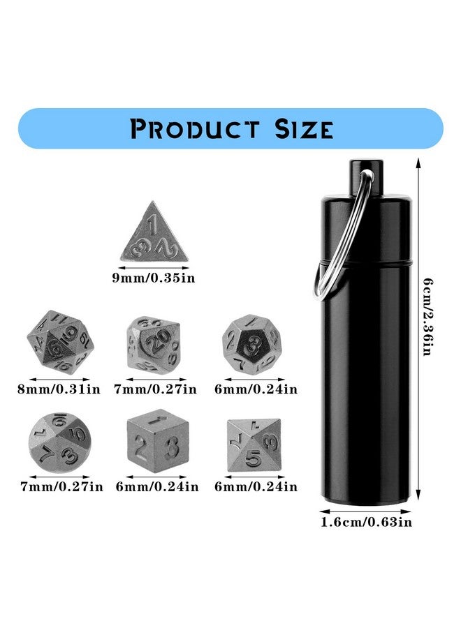 Grevosea 7 Pcs Mini Dice Set, Dnd Dice Metal Micro Miniature Dice With Edc Keychain Case Portable Role Playing Dice Perfect Accessories, Tools & Gifts For D&D Player Ttrpg Gamer Or Dungeon Master  - Image 2