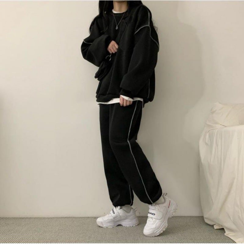 2024 Casual Sport Suit Womens Loose Fashion Two-Piece Blue - Image 1