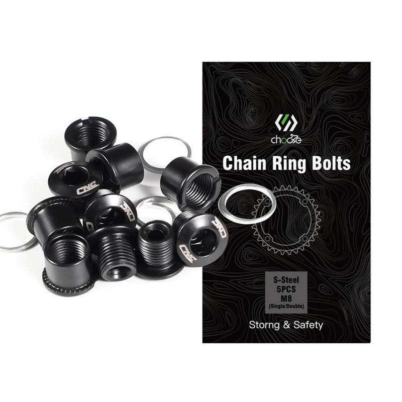 Chooee Double Chainring Bolts,M8 Steel Chain Ring Bolts Set Black - Image 3
