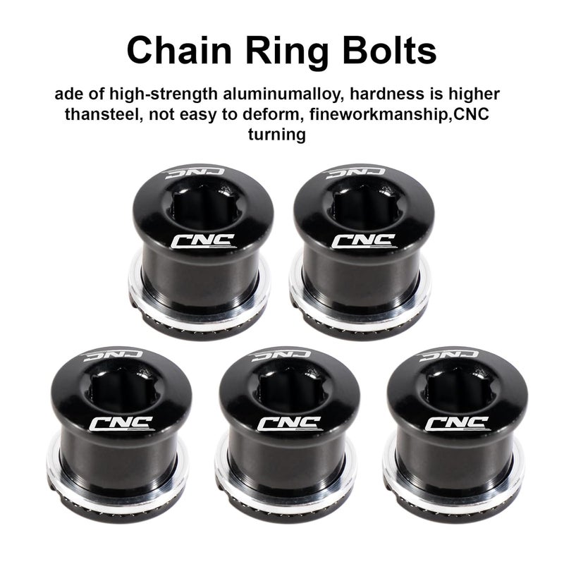 Chooee Double Chainring Bolts,M8 Steel Chain Ring Bolts Set Black - Image 4