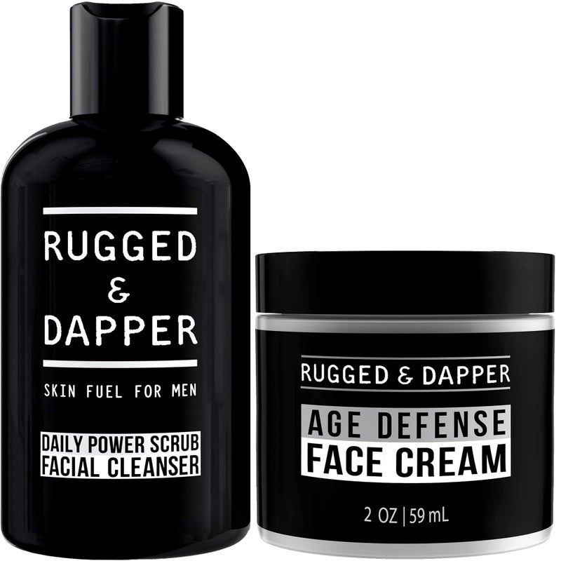 RUGGED & DAPPER Daily Power Scrub Facial Cleanser and Age Defense Face Cream Bundle - Image 1