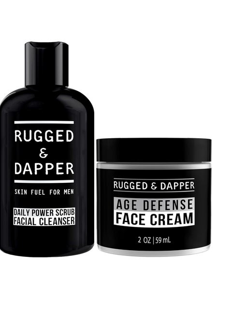 RUGGED & DAPPER Daily Power Scrub Facial Cleanser and Age Defense Face Cream Bundle