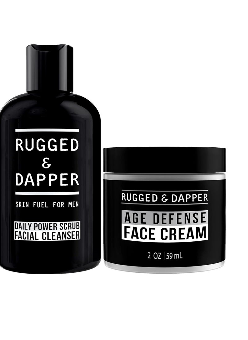 RUGGED & DAPPER RUGGED & DAPPER Daily Power Scrub Facial Cleanser and Age Defense Face Cream Bundle  - Image 1