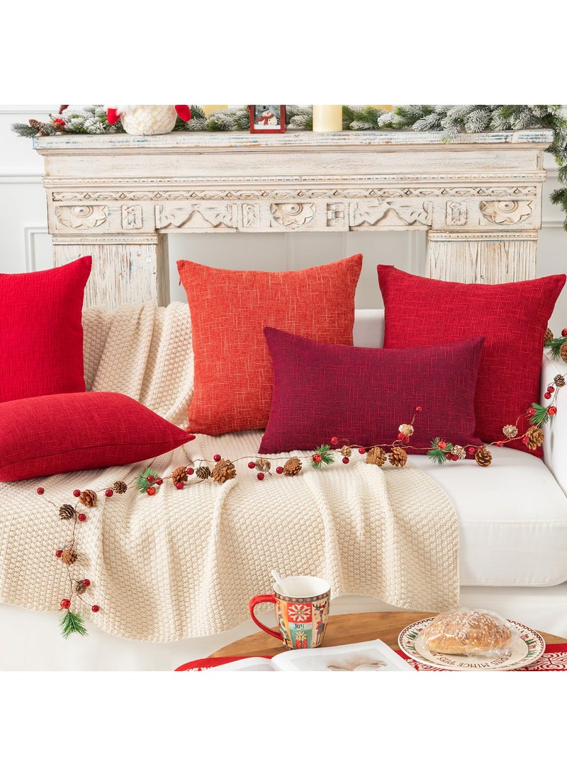 K KEVIN TEXTILE Kevin Textile Set of 2 Fall Pillow Covers Decorative Linen Throw Pillow Covers Square Cushion Case for Sofa Couch Home Decor 20x20 Inches Burnt Brick  - Image 4