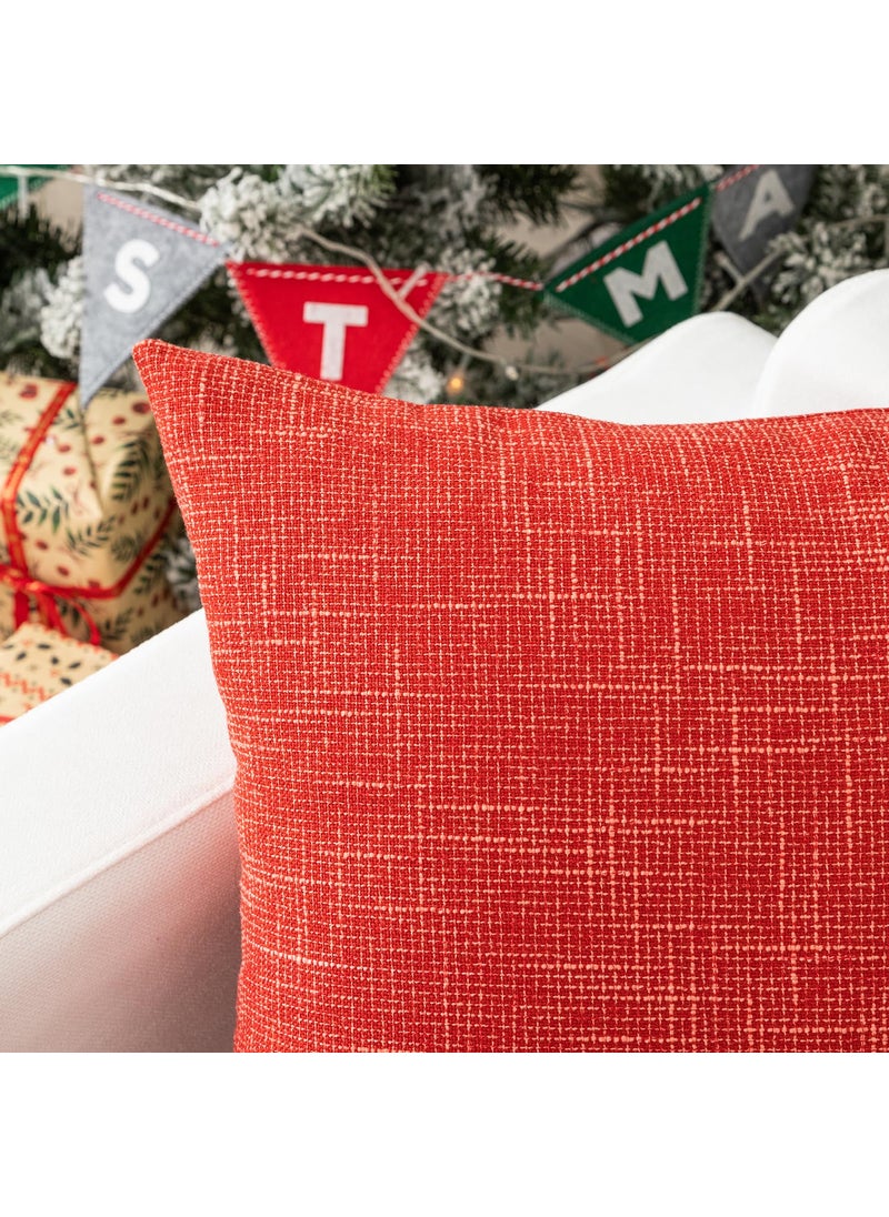 K KEVIN TEXTILE Kevin Textile Set of 2 Fall Pillow Covers Decorative Linen Throw Pillow Covers Square Cushion Case for Sofa Couch Home Decor 20x20 Inches Burnt Brick  - Image 2
