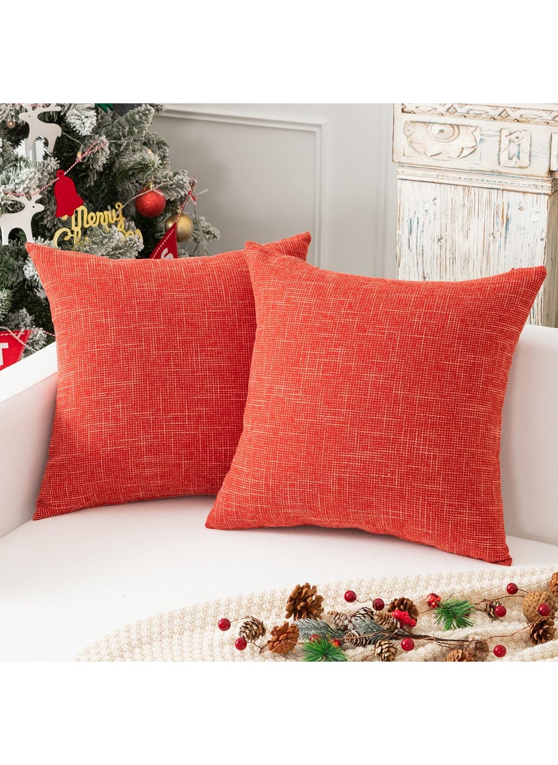 K KEVIN TEXTILE Kevin Textile Set of 2 Fall Pillow Covers Decorative Linen Throw Pillow Covers Square Cushion Case for Sofa Couch Home Decor 20x20 Inches Burnt Brick  - Image 1