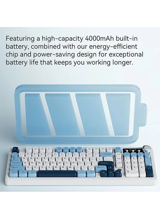 A-jazz AF98 97-Key Triple-Mode Wireless/Wired Membrane Keyboard with RGB Backlight, ABS Floating Keycaps, Adjustable Ergonomics, 4000mAh Battery, and Multimedia Controls – Compatible with Windows, Mac, iOS, and Android - Image 5