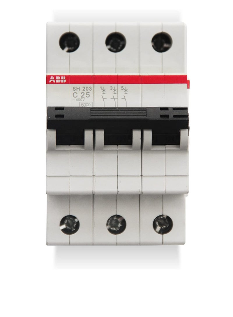 ABB Three pole Miniature Circuit Breaker 25A TP MCB 6KA TYPE C SH203-C25 2CDS213001R0254 - Image 3