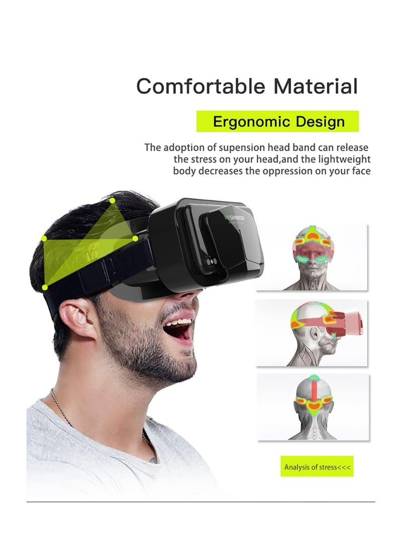 VR SHINECON VR SHINECON Virtual Reality VR Headset 3D Glasses VR Goggles for TV, Movies & Video Games, Compatibale iOS & Android Smartphone Within 4.7-7 inch Screen, Black  - Image 2