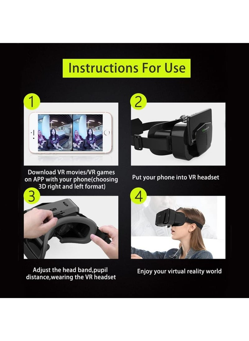 VR SHINECON VR SHINECON Virtual Reality VR Headset 3D Glasses VR Goggles for TV, Movies & Video Games, Compatibale iOS & Android Smartphone Within 4.7-7 inch Screen, Black  - Image 5