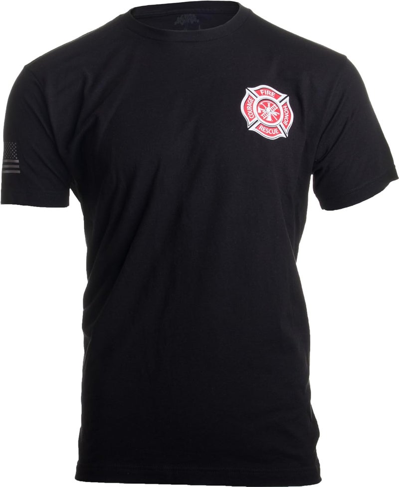 Ann Arbor T-shirt Co. صليب مالطي للإطفاء والإنقاذ | تي شيرت شجاعة وشرف رجال ونساء الإطفاء - Image 4