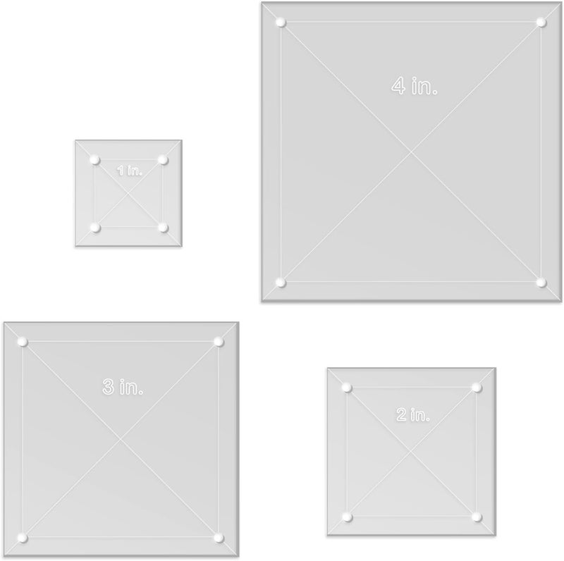 LaserThing Quilting Acrylic Template Set | Precision Tools for Quilting Enthusiasts | Square Design | Includes Sizes 4", 3", 2", 1" | 1/8 Clear Acrylic | 1/4" Seam Allowance for Accuracy - Image 2