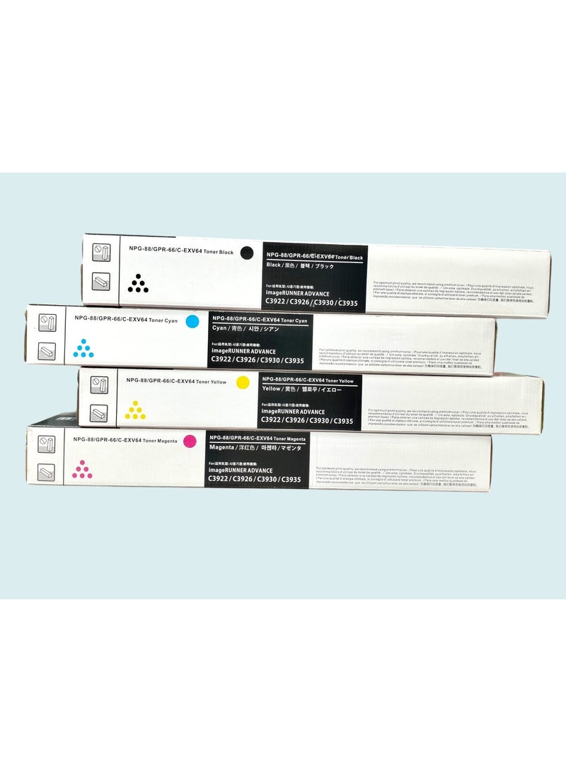 LET MY C-EXV64 EXV64 NPG88 GPR66 Toner Cartridge Compatible with imageRunner C3326i/iR-ADV DX C3935i/C3930i/C3926i/C3922i for Canon Toner Cartridge (BK:6000/CMY:4000) - Image 2