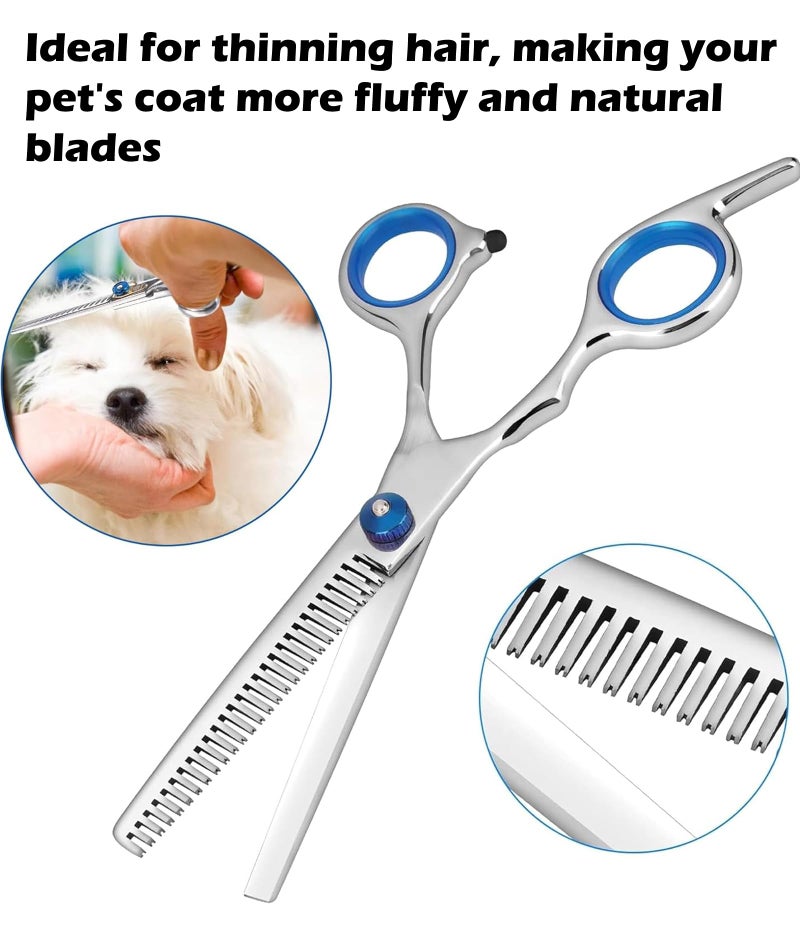 NUDFSY 6 Pcs Dog Grooming Kit, Dog Hair Cutting Scissors, Scissors Specially With Pet Hair Long and Short Trim Styling Trim (Blue) - Image 4