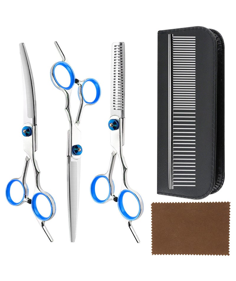 NUDFSY 6 Pcs Dog Grooming Kit, Dog Hair Cutting Scissors, Scissors Specially With Pet Hair Long and Short Trim Styling Trim (Blue) - Image 1