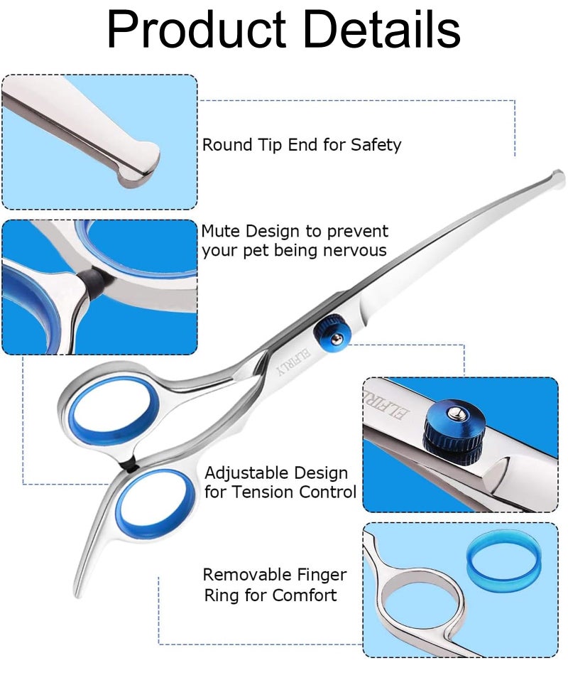 NUDFSY 6 Pcs Dog Grooming Kit, Dog Hair Cutting Scissors, Scissors Specially With Pet Hair Long and Short Trim Styling Trim (Blue) - Image 3