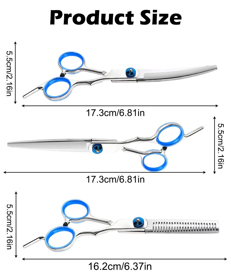 NUDFSY 6 Pcs Dog Grooming Kit, Dog Hair Cutting Scissors, Scissors Specially With Pet Hair Long and Short Trim Styling Trim (Blue) - Image 2