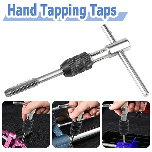 Mesee 6 Pcs Tap Wrench Tool Set, Adjustable T-Handle Tap Holder Wrench with Machine Screw Thread Metric Plug Taps M3 M4 M5 M6 M8 Taps for Metal/Aluminum/Plastic/Wood - Image 5