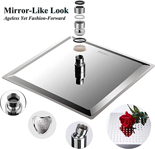 bellearly Shower Head, 8" High Pressure Rainfall Stainless Steel Shower Head / 3 Settings On/Off Handshower Combo with Shower Holder and 87" Hose (Chrome) - Image 4