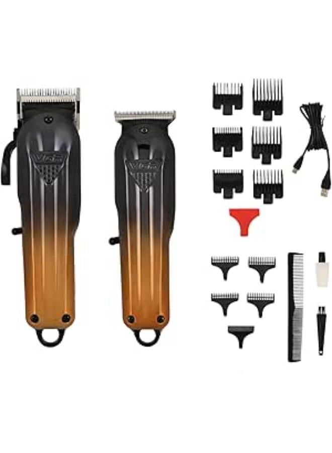 V-646 Professional Rechargeable Hair Clipper Trimmer Set Powder Metallurgic Blade Digital Display 10 Guide Comb Taper Lever Adjustments Clipper & T-cutter 0 Gapped Trimmer Runtime 200 & 120 Min