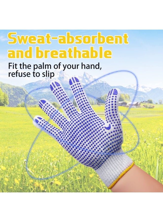 12 Pairs Working Gloves for Men Women – Winter Dots Flip Resistant Grip – Repairing, Builder, Construction, Gardening, Housework, Skincare – Stretchy Durable Gloves for Warehouse Worker (White) - Image 5