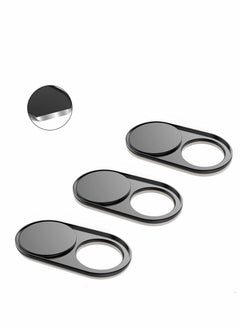 KASTWAVE 3Pcs Webcam Cover Slide 0.022in Ultra Thin Metal Magnet Web Camera Cover for MacBook Pro Laptops Smartphone Mac PC Tablets for Echo Spot Show Protecting Your Privacy Security Black  - Image 1