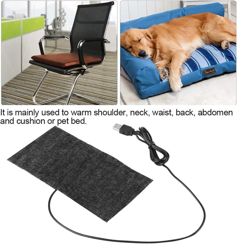 Marhynchus USB Heating Pad 20x10cm Carbon Fiber Heating Mat for Shoulder Neck Back Waist Safe Washable Bendable for Pet Bed Cushion - Image 3
