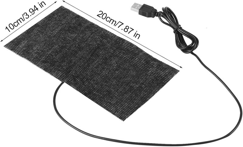 Marhynchus USB Heating Pad 20x10cm Carbon Fiber Heating Mat for Shoulder Neck Back Waist Safe Washable Bendable for Pet Bed Cushion - Image 2