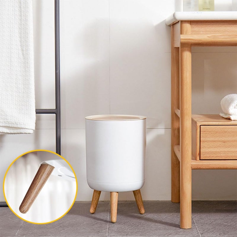 MIBRU 7L Nordic Style Trash Can with Lid and Legs for Kitchen and Bathroom - Image 2