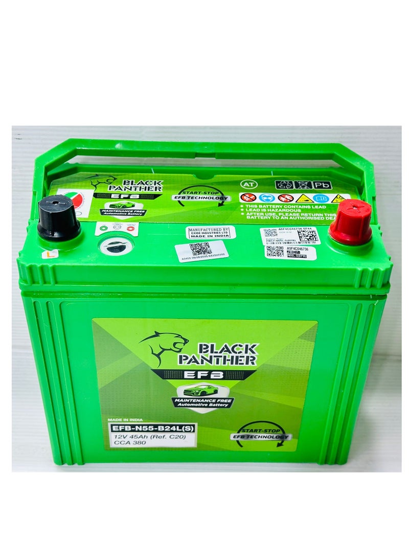 بلاك بانثر بطارية سيارة 12 فولت 45 أمبير/ساعة NS60LS/55B24LS - EFB - Image 1