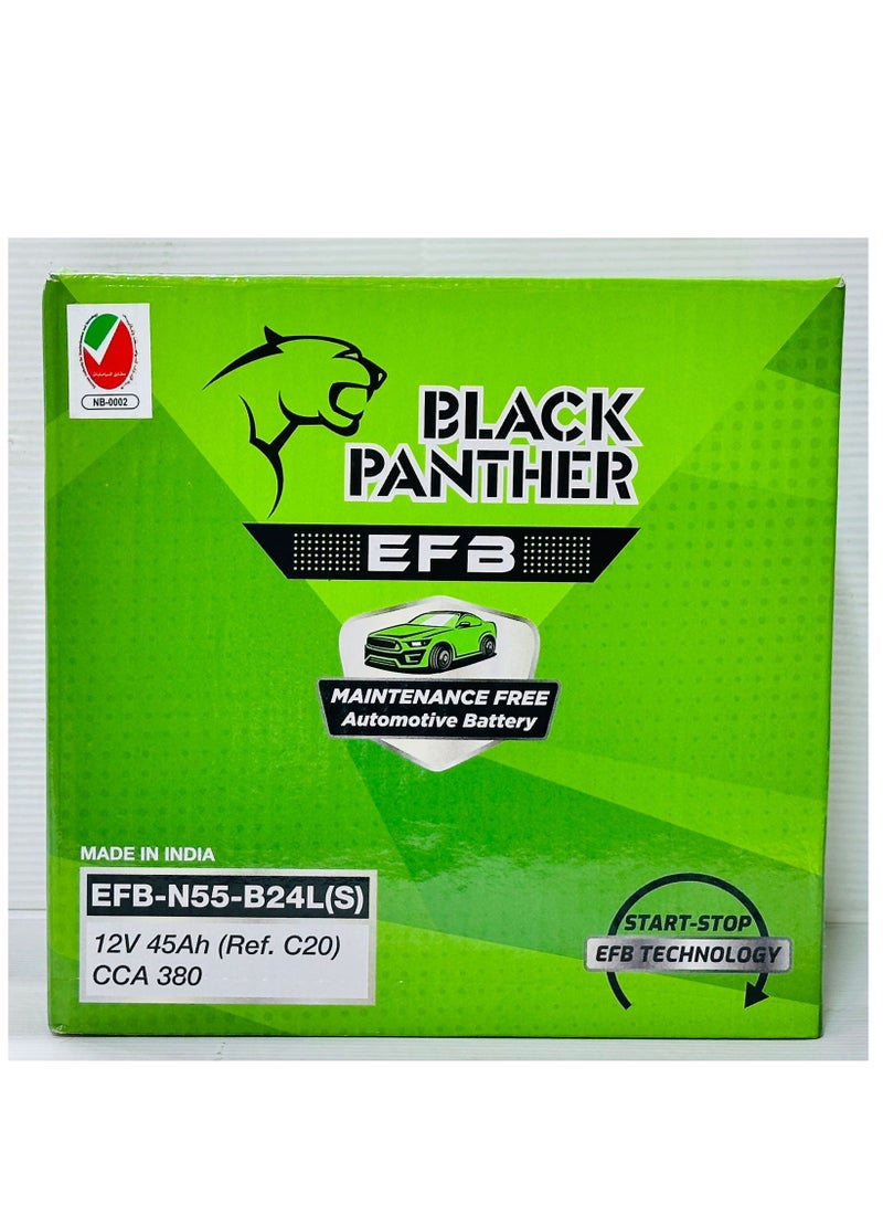 بلاك بانثر بطارية سيارة 12 فولت 45 أمبير/ساعة NS60LS/55B24LS - EFB - Image 2