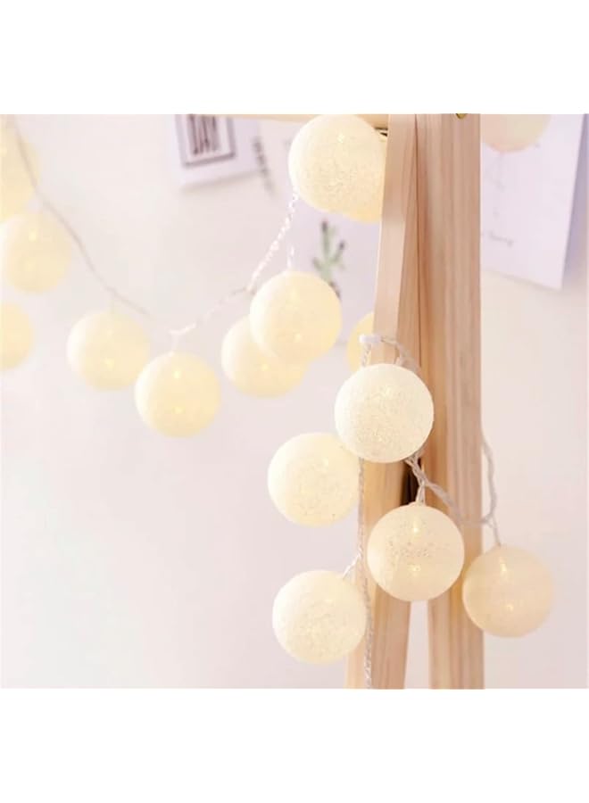 The Bros Cotton Balls 40 LED Colored 6M String Lights Garland Fairy Street Lights Christmas Tree Decorations Children Room Home Outdoor Wedding Garden Patio Lights (WARM WHITE) - Image 1