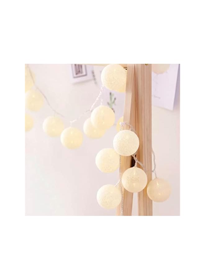 The Bros Cotton Balls 40 LED Colored 6M String Lights Garland Fairy Street Lights Christmas Tree Decorations Children Room Home Outdoor Wedding Garden Patio Lights (WARM WHITE) - Image 2