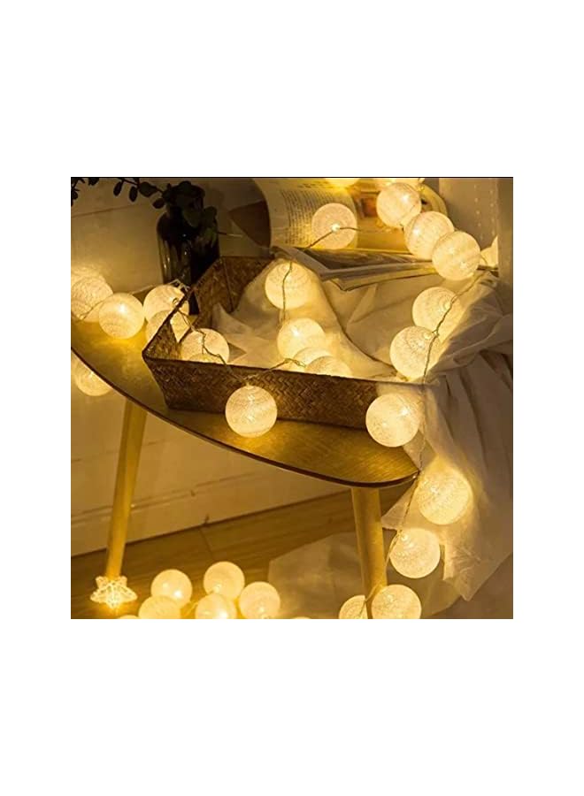 The Bros Cotton Balls 40 LED Colored 6M String Lights Garland Fairy Street Lights Christmas Tree Decorations Children Room Home Outdoor Wedding Garden Patio Lights (WARM WHITE) - Image 5