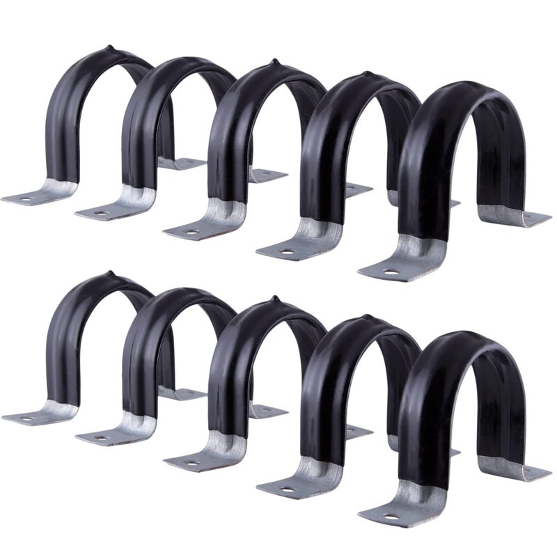 Highcraft Qqt-Q4-10 Two-Hole Pipe Strap U Bracket 4 Inch Plastic Coated Galvanized Steel-10 Pack - Image 1